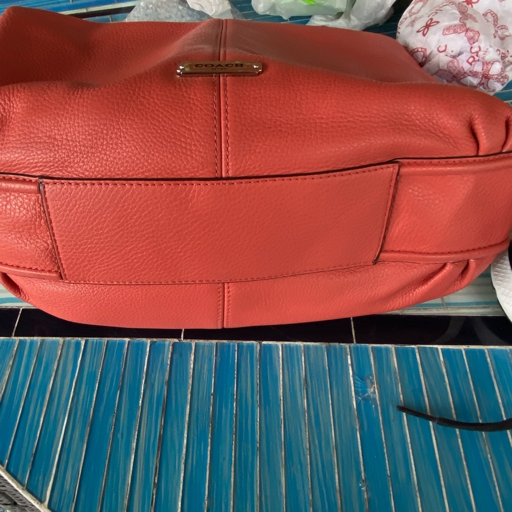 Coach Salmon Leather Shoulder Bag with Seam Detail - Picture 9 of 9